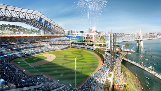 Portland Diamond Project rendering of potential MLB stadium in Portland.