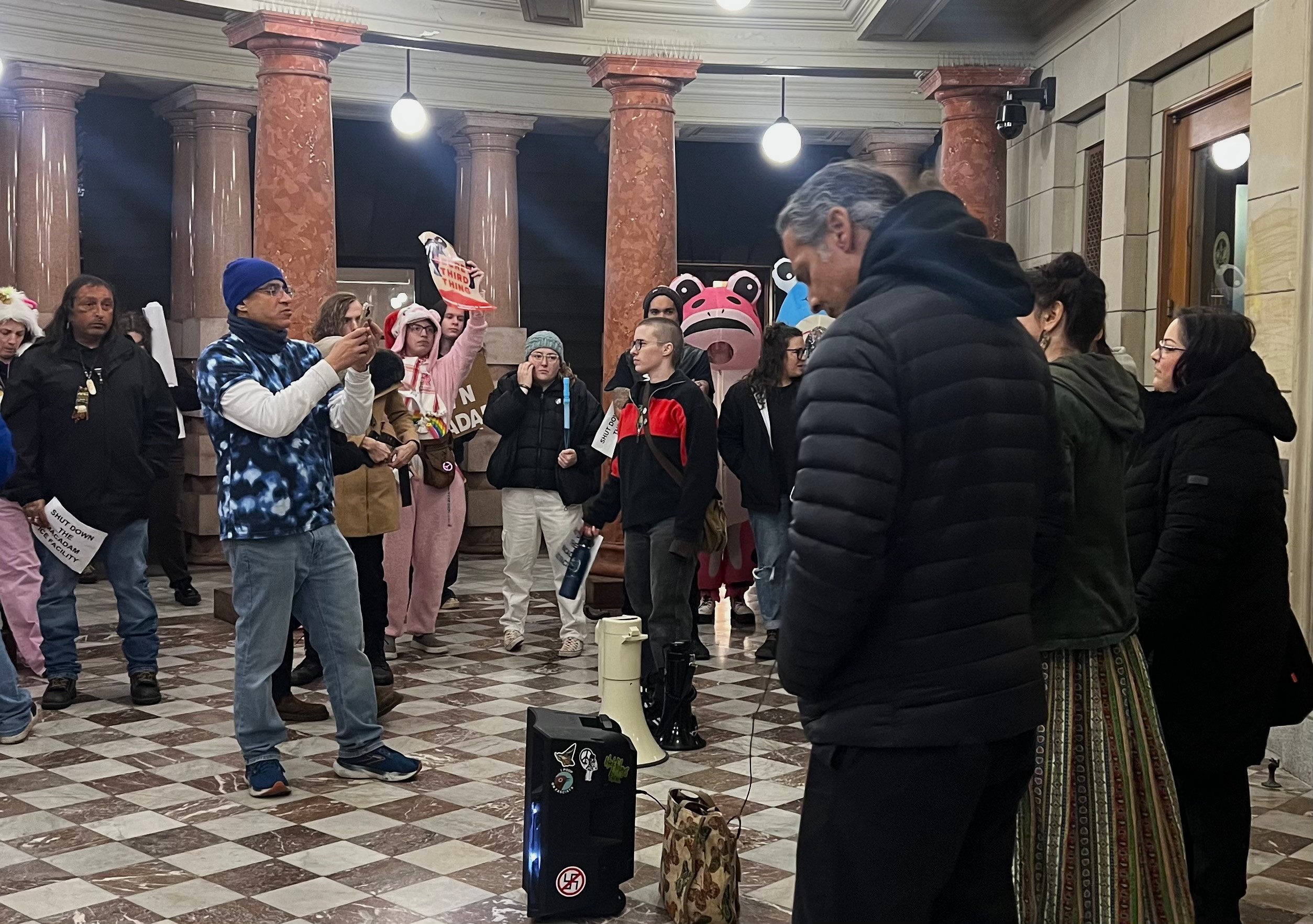Crowd rallies at Portland City Hall to urge revocation of ICE facility permit